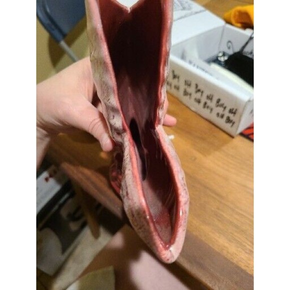 Vintage MCM Royal Haeger Leaf Vase Burgundy Dark Red Pink White Glaze EUC Art - Picture 7 of 8